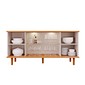 Buffet Aparador 4 portas 100% MDF, com Vidro Temperado Janice Cimol Cinamomo/Off White 