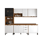 Cozinha Firenze 5 módulos com Vidro Amendoa com Branco - Demobile Cozinha Firenze 5 módulos com Vidro Amendoa com Branco - Demobile
