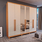 Guarda-Roupa Casal Com Espelho Em MDF 6 Portas Bom Pastor Primore Naturall/Off White Guarda-Roupa Casal Com Espelho Em MDF 6 Portas Bom Pastor Primore Naturall/Off White