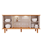 Buffet Aparador 4 portas 100% MDF, com Vidro Temperado Janice Cimol Nature/off White  Buffet Aparador 4 portas 100% MDF, com Vidro Temperado Janice Cimol Nature/off White
