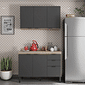 Cozinha Firenze 2 Módulos, Armário 120 com Balcão 120 Avena com Grafite - Demobile Cozinha Firenze 2 Módulos, Armário 120 com Balcão 120 Avena com Grafite - Demobile