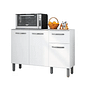Balcão de Cozinha 3 Portas 1 Gaveta, Mila 120cm - Fiorello - Branco Balcão de Cozinha 3 Portas 1 Gaveta, Mila 120cm - Fiorello - Branco