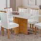Conjunto Mesa 6 Cadeiras Cel Moveis Salinas  Com Vidro  Retangular 160x80 Tampo Londres Plus - Off/Cinamomo