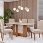 Conjunto de Mesa de Jantar Cimol Louise 160cm com 6 Cadeiras Paola Wood - Cinamomo e Off White Conjunto de Mesa de Jantar Cimol Louise 160cm com 6 Cadeiras Paola Wood - Cinamomo e Off White