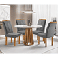 Mesa de Jantar Berlim Redonda com 4 Cadeiras - Cel Móveis Cinamomo/Off White/Cinza Mesa de Jantar Berlim Redonda com 4 Cadeiras - Cel Móveis Cinamomo/Off White/Cinza