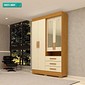 Guarda-Roupa com Espelho Debora 4 Portas 100% MDF Cinamomo/Off White - ACP Móveis Guarda-Roupa com Espelho Debora 4 Portas 100% MDF Cinamomo/Off White - ACP Móveis
