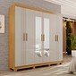 Guarda-roupa 6 Portas, com Espelho com Pés Madri Cinamomo/Off White - CHF Móveis