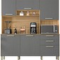 Armário de Cozinha Kit 6 Portas 2 Gavetas Ferrara Kits Paraná Freijo/Gris