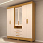 Guarda-Roupa com Espelho Debora 6 Portas 100% MDF Cinamomo/Off White - Acp Móveis Guarda-Roupa com Espelho Debora 6 Portas 100% MDF Cinamomo/Off White - Acp Móveis