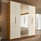 Guarda-Roupa Casal Matisse 6 Portas com Espelho 100% MDF Madetec - Cinamomo/Off White Guarda-Roupa Casal Matisse 6 Portas com Espelho 100% MDF Madetec - Cinamomo/Off White