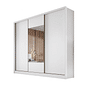 Guarda Roupa Casal com Espelho 3 Portas 6 Gavetas 100% MDF Arezzo Branco - Novo Horizonte