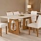 Conjunto Mesa 6 Cadeiras Cel Moveis Cancun Retangular 170x90 Tampo Smart Plus com Vidro Off/Cinamomo Conjunto Mesa 6 Cadeiras Cel Moveis Cancun Retangular 170x90 Tampo Smart Plus com Vidro Off/Cinamomo