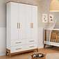 Guarda-Roupa Infantil 100% MDF 4 Portas Moveis Peroba Guti Branco Brilho/Amêndoa Guarda-Roupa Infantil 100% MDF 4 Portas Moveis Peroba Guti Branco Brilho/Amêndoa