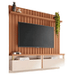 Painel para TV 70 Polegadas Ripado Átrio Cinamomo/Off White - HB Móveis