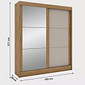 Guarda-Roupa Casal com Espelho 2 Portas de Correr Rodial Andros Nature/Off White  Guarda-Roupa Casal com Espelho 2 Portas de Correr Rodial Andros Nature/Off White