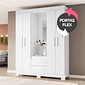 Guarda-roupa Solteiro NT6055 com Espelho 4 Portas 138,5cm Notável - Branco Fosco - Br/Rsfle