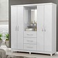 Guarda-Roupa Solteiro 4 Portas Capelinha com Espelho Ilhéus MX Móveis Branco com Pink Guarda-Roupa Solteiro 4 Portas Capelinha com Espelho Ilhéus MX Móveis Branco com Pink