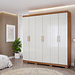 Guarda-roupa Clara Flex 6 Portas 3 Gavetas 199,6cm Panan - Cinamomo/Off White