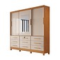 Guarda-Roupa Casal 100% MDF Athenas com Espelho 3 Portas 9 Gavetas Nature/Off White - Bianchi