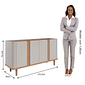 Buffet para Sala 4 Portas em MDF Eva Cimol Off White com Nature Buffet para Sala 4 Portas em MDF Eva Cimol Off White com Nature