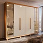 Guarda-roupa Casal Mary Reflecta com LED 6 Portas 238cm 100% MDF - Natural/Off White