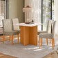 Mesa Helo 90x90 Vidro 4 Cadeiras Freijo Off Bege Poliman