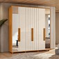 Guarda-Roupa Casal Veronese Frisado 6 Portas com Espelho 100% MDF Madetec - Cinamomo/Off White