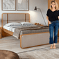 Cama Casal em MDF/MDP Lopas Leder Amendoa Clean/Bege Cama Casal em MDF/MDP Lopas Leder Amendoa Clean/Bege