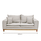 Sofá Búzios 3 Lugares 2,00m com Pillow – Assento em Espuma D33 e Pés de Madeira - Bege - Design
