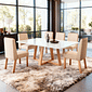 Conjunto Mesa Jantar 100% MDF Melina 180x90 com 6 cadeiras Melina Nature/Off White/Linho3025 - Bom Pastor Conjunto Mesa Jantar 100% MDF Melina 180x90 com 6 cadeiras Melina Nature/Off White/Linho3025 - Bom Pastor
