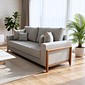Sofá Living Mensdoza 2.00m Assento 10cm Linho Molas Bonel Cinza Pés de Madeira