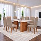 Conjunto Mesa Ester 8 Cadeiras Paola Wood Cimol 210cm - Cinamomo/Off White/Linho Bege