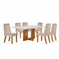 Conjunto Mesa Firenze 160x80cm com 6 Cadeiras Riviera Castanho/Off White Sued 164- LJ Móveis  Conjunto Mesa Firenze 160x80cm com 6 Cadeiras Riviera Castanho/Off White Sued 164- LJ Móveis