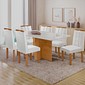 Conjunto Mesa 6 Cadeiras Cel Moveis Salinas  Com Vidro  Retangular 160x80 Tampo Londres Plus - Off/Cinamomo