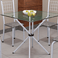 Mesa 4 Cadeiras Tubular Martelado Tampo de Vidro 75x75 Pérola Dani 048 - Soma Mesa 4 Cadeiras Tubular Martelado Tampo de Vidro 75x75 Pérola Dani 048 - Soma