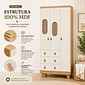 Guarda-roupa 3 Portas Abrir 100% MDF 3 Gavetas Peroba Pingo New Tela - Amêndoa/Off White