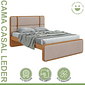 Cama Casal em MDF/MDP Lopas Leder Amendoa Clean/Bege Cama Casal em MDF/MDP Lopas Leder Amendoa Clean/Bege