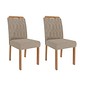 Conjunto Mesa Ester 8 Cadeiras Paola Wood Cimol 210cm - Cinamomo/Off White/Linho Bege