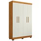 Guarda-roupa Flórida 4 Portas 3 Gavetas 141cm MDF Tigus - Amadeirado/Off White