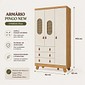 Guarda-roupa 3 Portas Abrir 100% MDF 3 Gavetas Peroba Pingo New Tela - Amêndoa/Off White