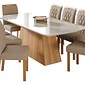 Conjunto de Mesa de Jantar Com 8 Cadeiras Cimol Helena  Retangular 210X100 Nature/Off White/ Linho Bege