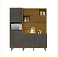 Armário de Cozinha Kit em MDF Kit Nesher 6 Portas 2 Gavetas Loft Imperatriz Freijó/Grafite  Armário de Cozinha Kit em MDF Kit Nesher 6 Portas 2 Gavetas Loft Imperatriz Freijó/Grafite
