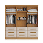 Guarda-Roupa Casal Athenas com Espelho 3 Portas 9 Gavetas Nature/Off White - Bianchi