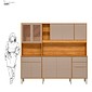 Kit Cozinha Compacta 10 Portas 3 Gavetas Pleno Demobile 218cm - Cinamon/Nude Prime TX