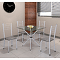 Mesa 4 Cadeiras Tubular Martelado Tampo de Vidro 75x75 Pérola Dani 048 - Soma Mesa 4 Cadeiras Tubular Martelado Tampo de Vidro 75x75 Pérola Dani 048 - Soma