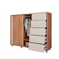 Cômoda Pegasus 2 Portas 5 Gavetas com Corrediças Telescópicas 136cm Caemmun- Freijo/Off White