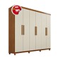 Guarda-roupa Portugal 100% MDF 6 Portas Prime Cinamomo/Arena Off White Imop