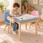 Mesa Infantil Quadrada de Madeira Maciça 61cm Azul com Porta-Lápis e Suporte para Papel Mesa Infantil Quadrada de Madeira Maciça 61cm Azul com Porta-Lápis e Suporte para Papel
