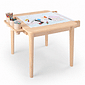 Mesa Infantil Quadrada de Madeira Maciça 61cm Natural com Porta-Lápis e Suporte para Papel