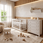 Kit Berço 3 em 1 + Cômoda 4 gavetas em Madeira Maciça Branco | Linha Feliz + 1,2,3 Kit Berço 3 em 1 + Cômoda 4 gavetas em Madeira Maciça Branco | Linha Feliz + 1,2,3